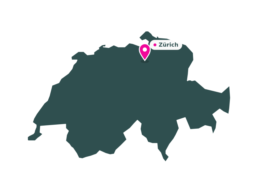 Mapa de Suiza con la ubicación de la consulta de ojo seco en Zúrich