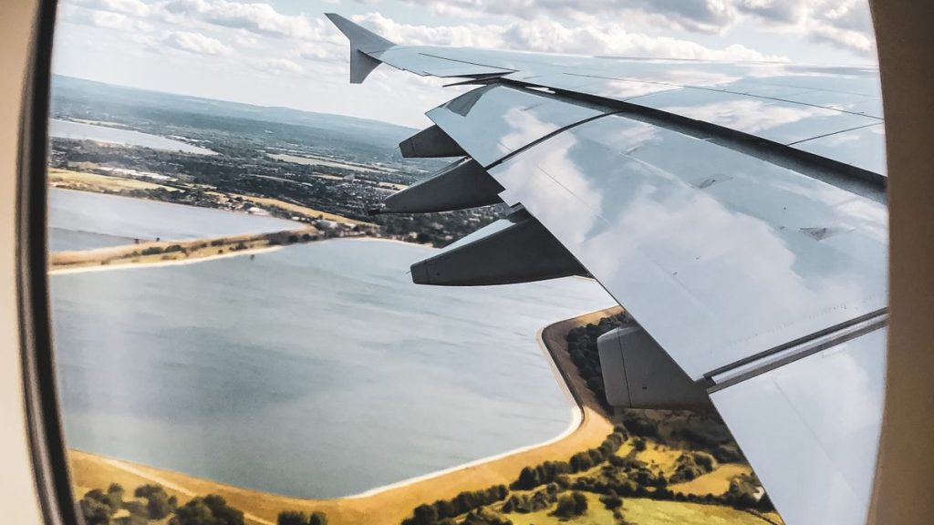 View from an airplane window seat